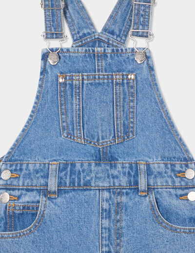 Salopette en jean coton Creeks denim double stone fille