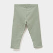 Legging doublé coton vert kaki bébé fille