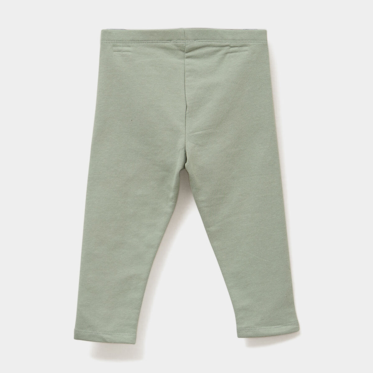Legging doublé coton vert kaki bébé fille