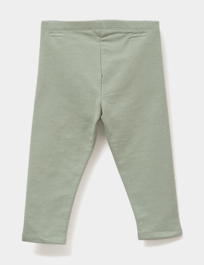 Legging doublé coton vert kaki bébé fille