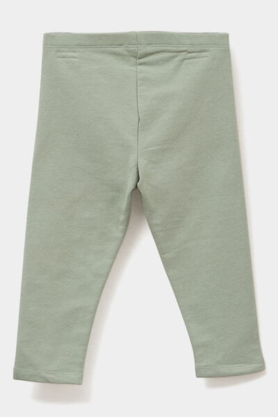 Legging doubl&eacute; coton vert kaki b&eacute;b&eacute; fille