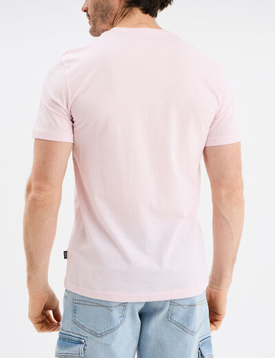 T-shirt col rond manches courtes coton rose clair homme