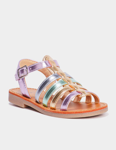Sandales brides métallisées gris argent fille