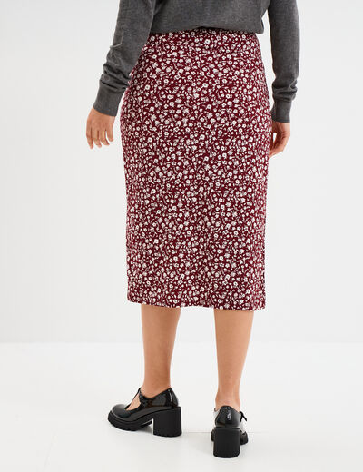 Jupe midi portefeuille bordeaux femme
