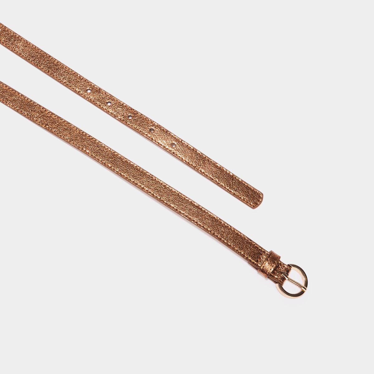 Ceinture avec boucle ronde couleur bronze femme