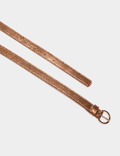 Ceinture avec boucle ronde couleur bronze femme