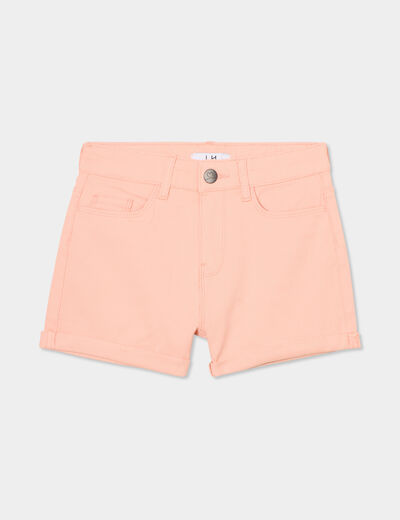 Short ajusté en twill orange clair fille