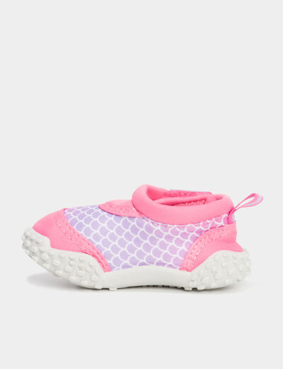 Chaussures de plage à scratchs rose bébé fille