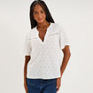 Blouse broderie anglaise manches courtes blanc femme