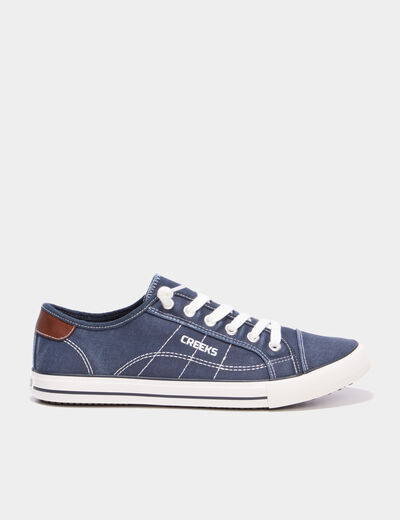 Tennis basses en toile &agrave; lacets bleu marine homme