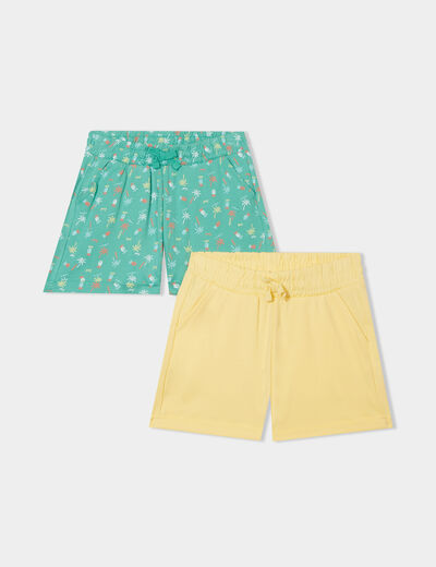 Lot 2 shorts vert menthe fille