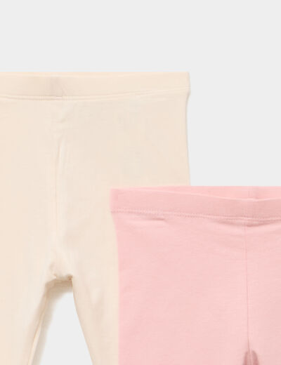 Lot 2 leggings coton rose clair b&eacute;b&eacute; fille