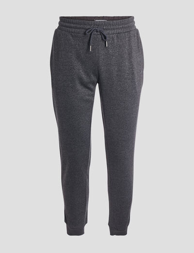 Pantalon jogging droit molleton gris foncé homme
