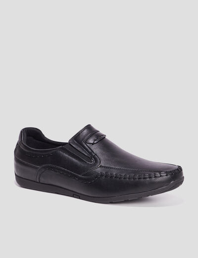 Mocassins confort &agrave; bout carr&eacute; noir homme