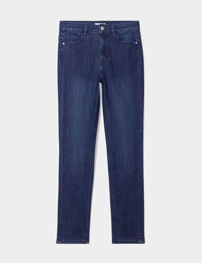 Jeans slim taille haute 5 poches bleu femme