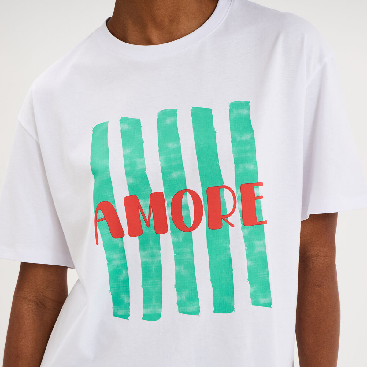 T-shirt droit manches courtes coton blanc femme