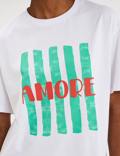 T-shirt droit manches courtes coton blanc femme