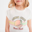 T-shirt avec col rond manches courtes ivoire fille