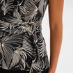 T-shirt sans manches col cache-coeur noir femme