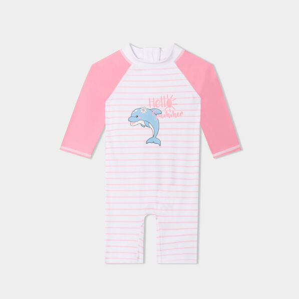 Combinaison de bain à motifs rose bébé fille
