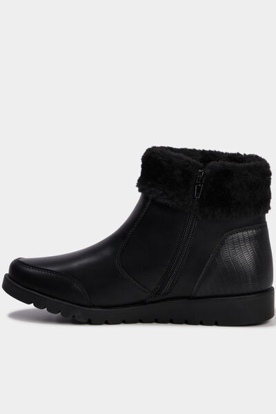 Boots zipp&eacute;es doublure fausse fourrure noir femme