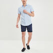 Chemise manches courtes lin mélangé bleu ciel homme