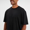 T-shirt col rond coupe relax coton &eacute;pais noir homme