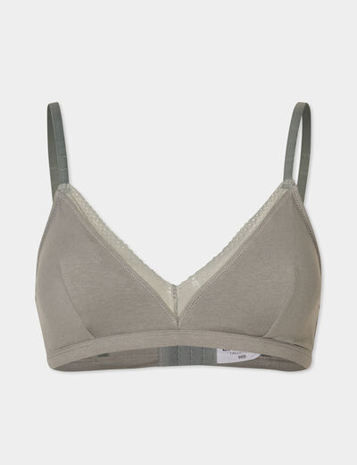 Soutien-gorge triangle sans armatures vert kaki femme