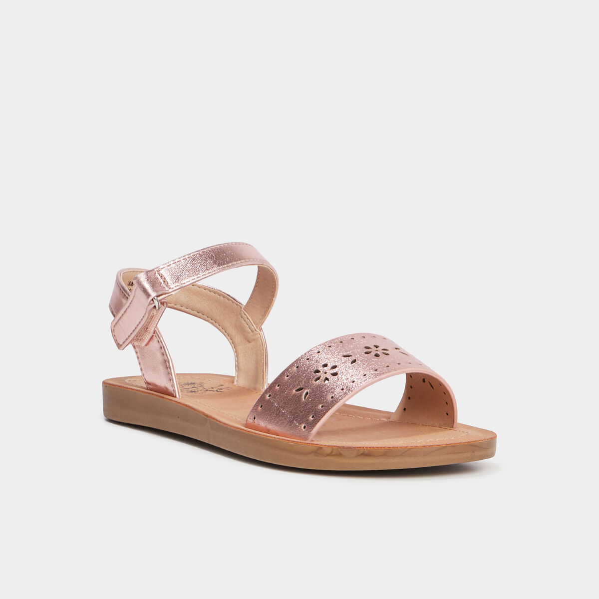 Sandales métallisées perforations rose fille