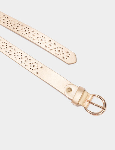 Ceinture perforée couleur or femme