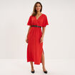 Robe longue &eacute;vas&eacute;e col cache-coeur rouge femme