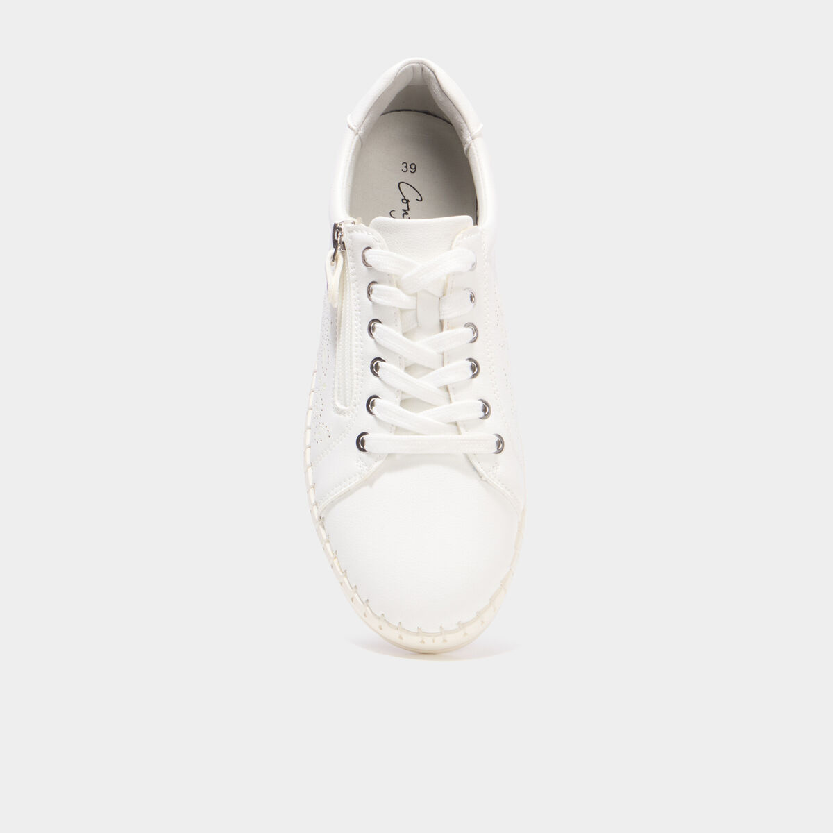 Tennis basses zipp&eacute;es blanc femme