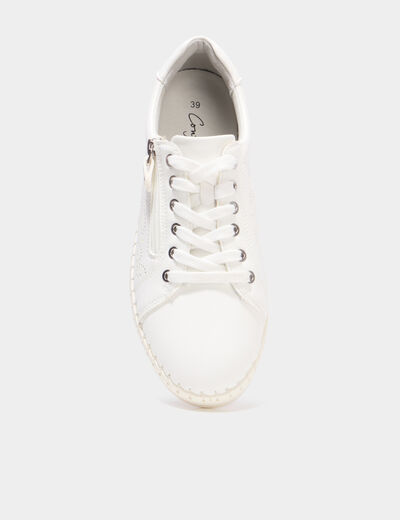 Tennis basses zipp&eacute;es blanc femme