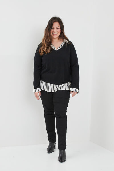 Pantalon slim noir femme grande taille
