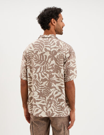 Chemise l&eacute;g&egrave;re textur&eacute;e manches courtes beige homme