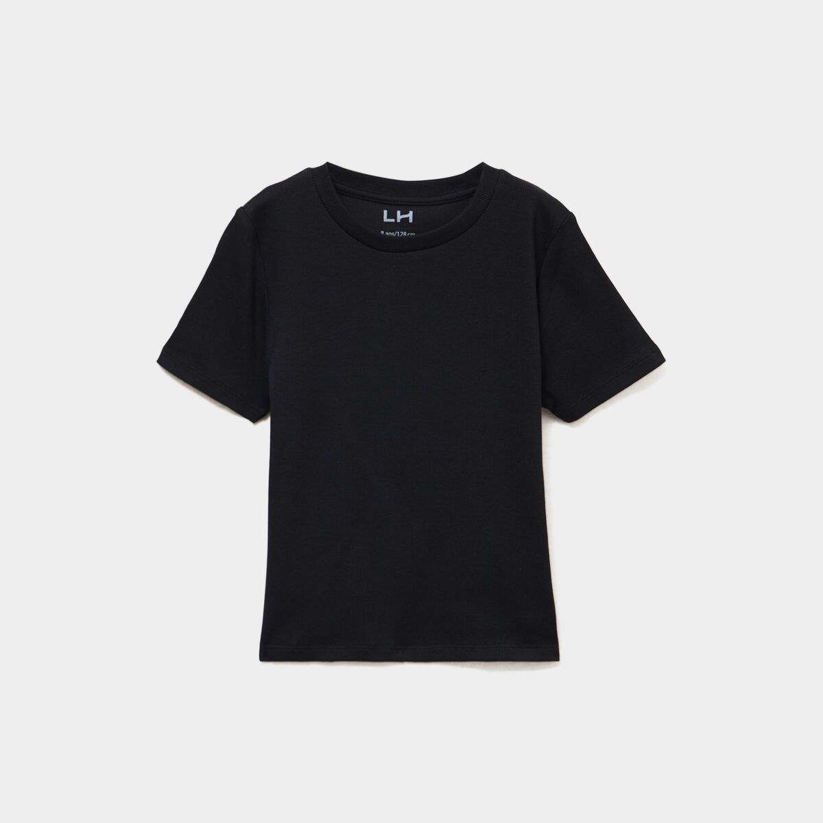 T-shirt col rond manches courtes noir fille