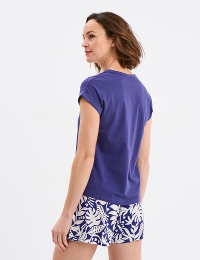 Ensemble pyjama short et t-shirt bleu femme