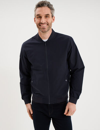 Blouson col teddy d&eacute;perlant bleu fonc&eacute; homme