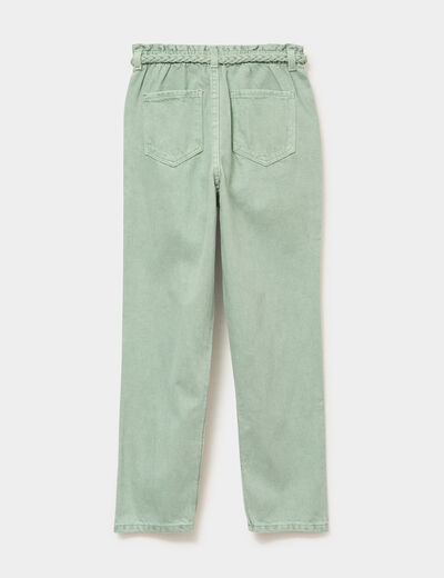 Pantalon mom taille &eacute;lastiqu&eacute;e vert pastel fille