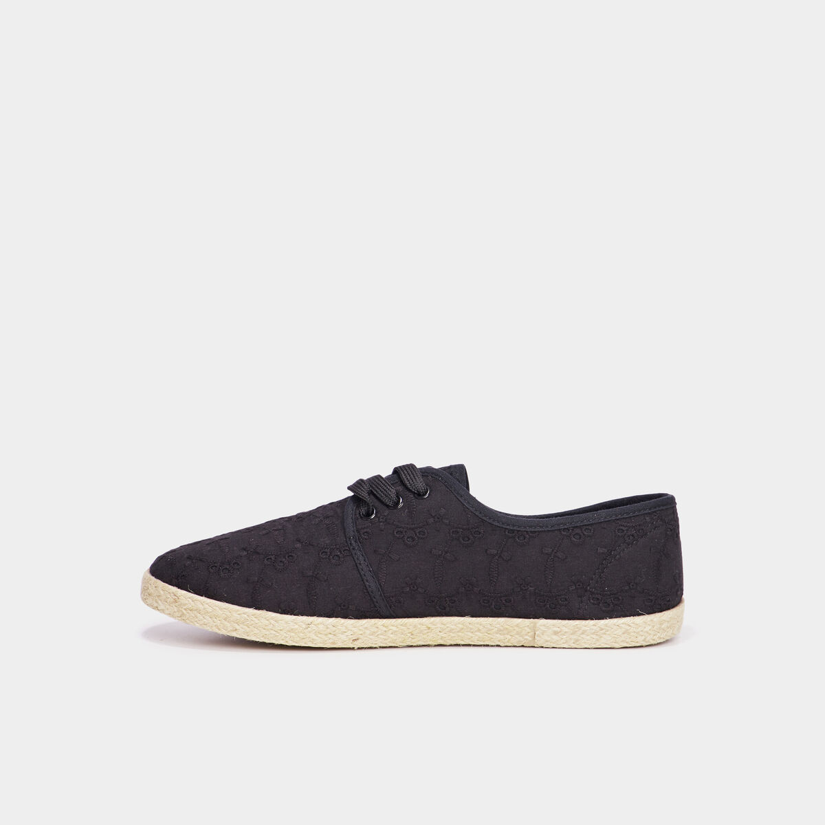 Derbies en toile &agrave; lacets noir femme
