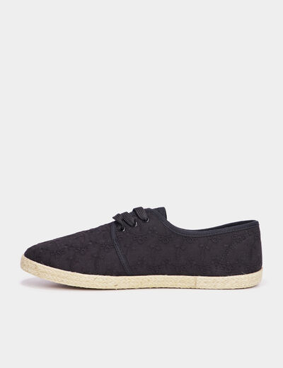 Derbies en toile à lacets noir femme