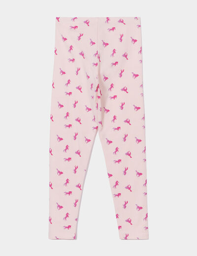Legging long élastiqué coton rose clair fille