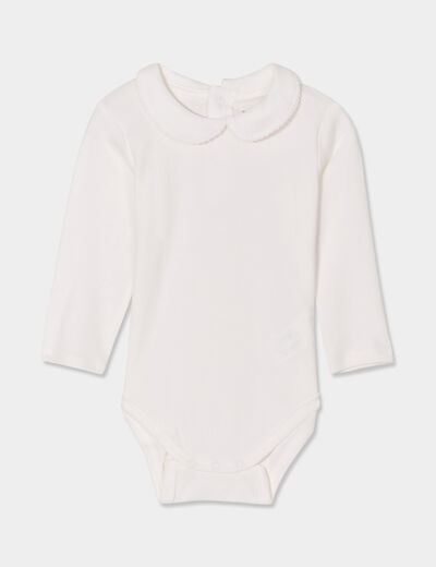 Body manches longues col claudine coton blanc bébé fille