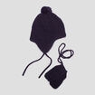 Ensemble bonnet et moufles tricotés bleu marine bébé garçon