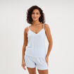 Ensemble pyjama short et d&eacute;bardeur blanc femme