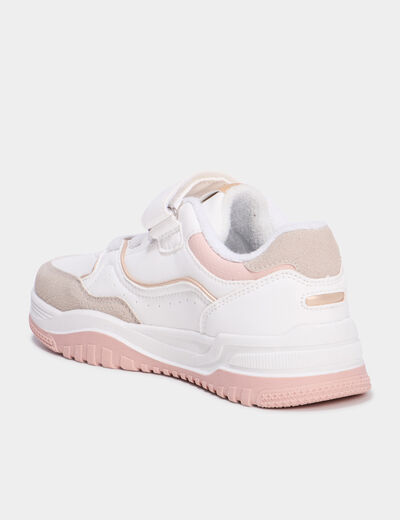 Tennis basses à scratchs blanc fille