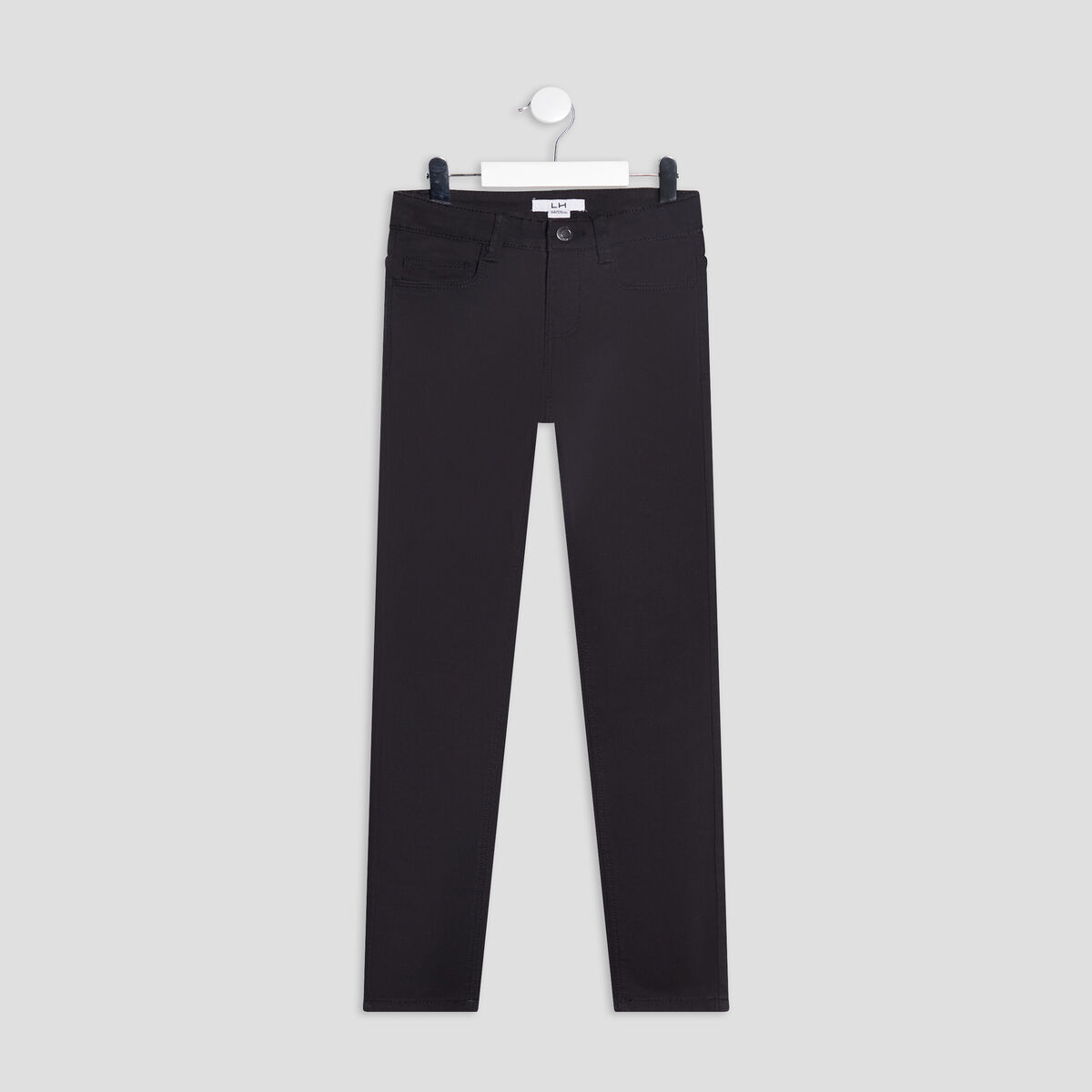 Pantalon slim stretch taille ajustable noir gar&ccedil;on