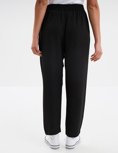 Pantalon fluide coupe cigarette noir femme