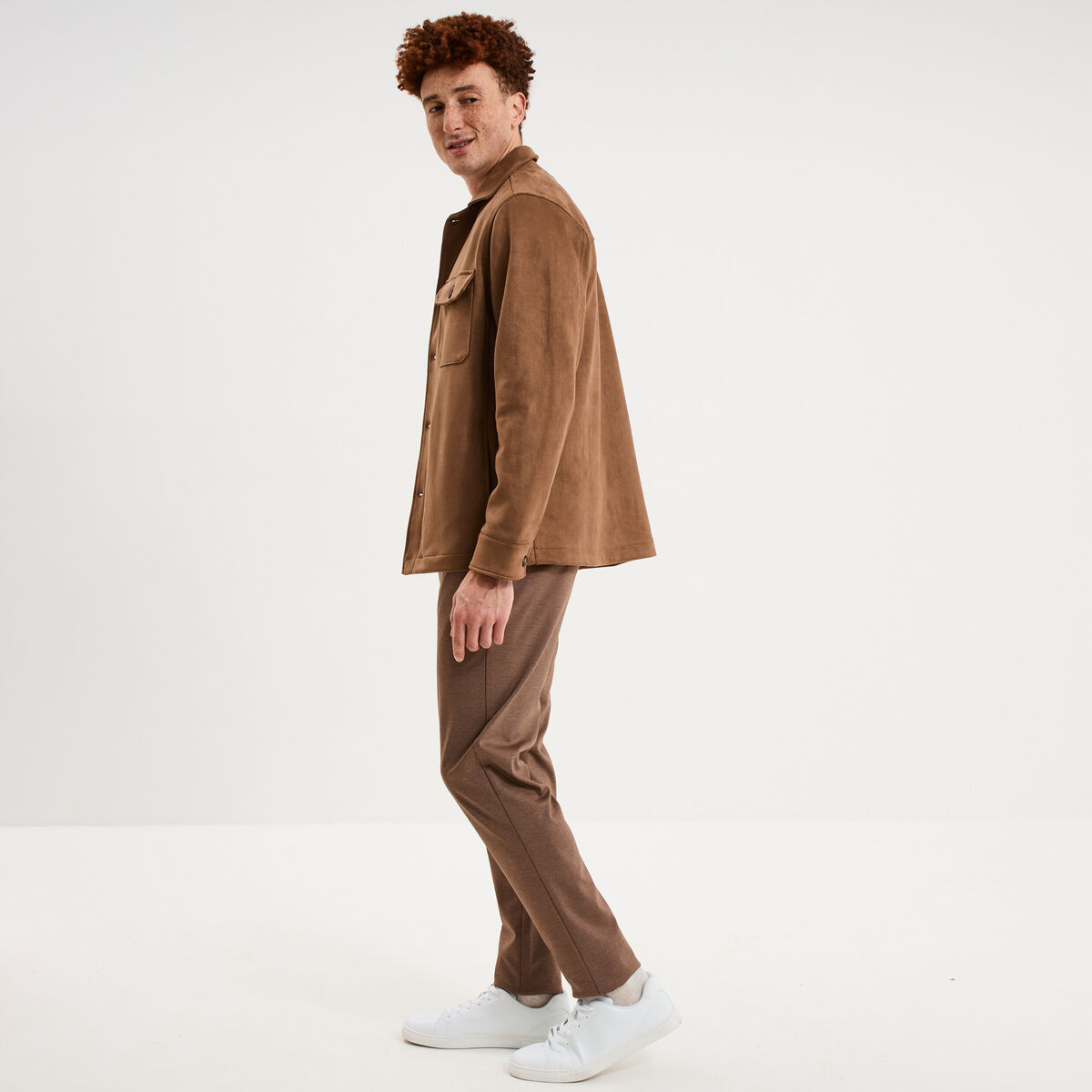Pantalon chino slim taupe homme