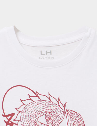 T-shirt &agrave; manches courtes coton blanc gar&ccedil;on